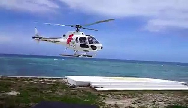 A helicopter out of control while trying to land at Fiji's Treasure Island resort.