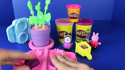 Peppa Pig Makes Play Doh Flowers with Zoe Zebra Play Dough Rose Gardening Together DisneyCarToys