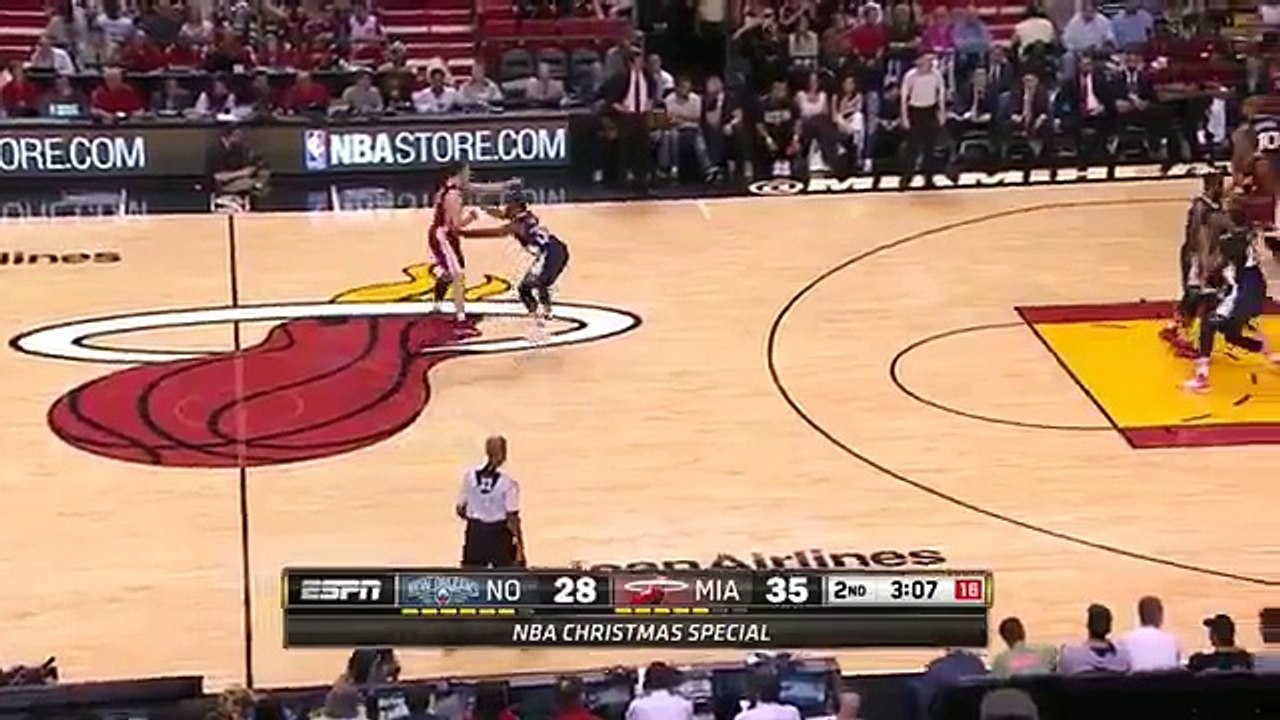 Anthony Davis Scores 20 Pts in First Half - Pelicans vs Heat - Dec 25, 2015 - NBA 2015-16 Season