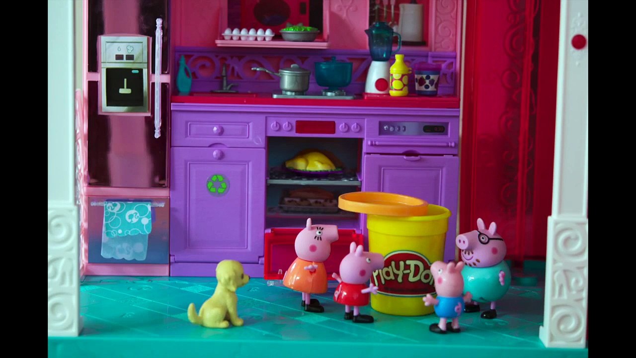 masinha Peppa Pig George comendo Play-doh Pizza Portugues massinha de modelar Casa da Barbie
