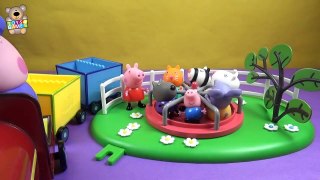 Egg Surprise Peppa Pig and George go to the park with friends on the train grandfather -