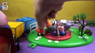 Play Doh Peppa Pig and George go to the park with friends on the train grandfather - Play Doh