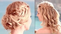 Christmas hairstyle for medium long hair tutorial Braided curly holiday updo