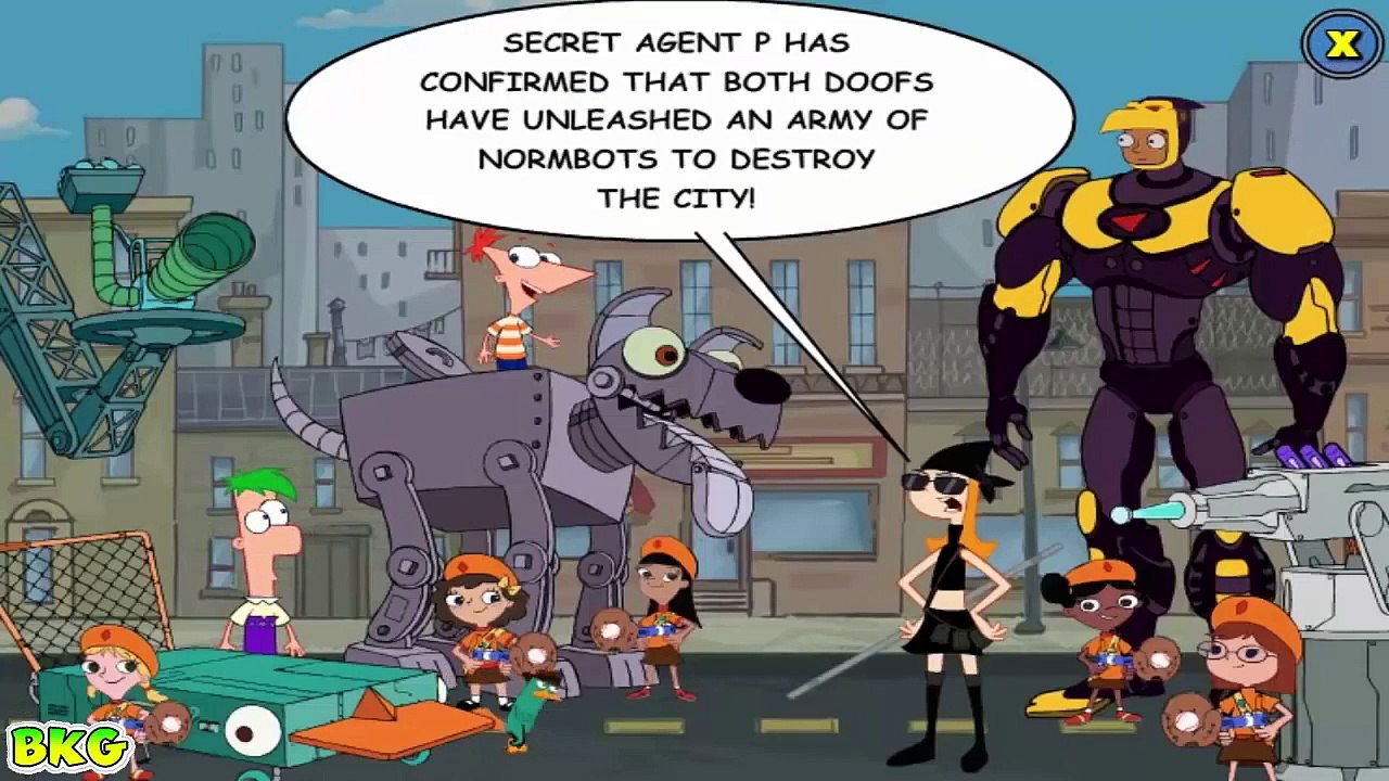 Phineas and Ferb Robot Riot Cartoon Animation Disney Movie Game Play Walkthrough