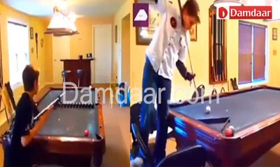 child play snooker with a strong and intriguing styling