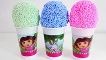 Dora the explorer Foam clay Surprise Eggs Ice Cream cups Disney Princess Angry birds Spong