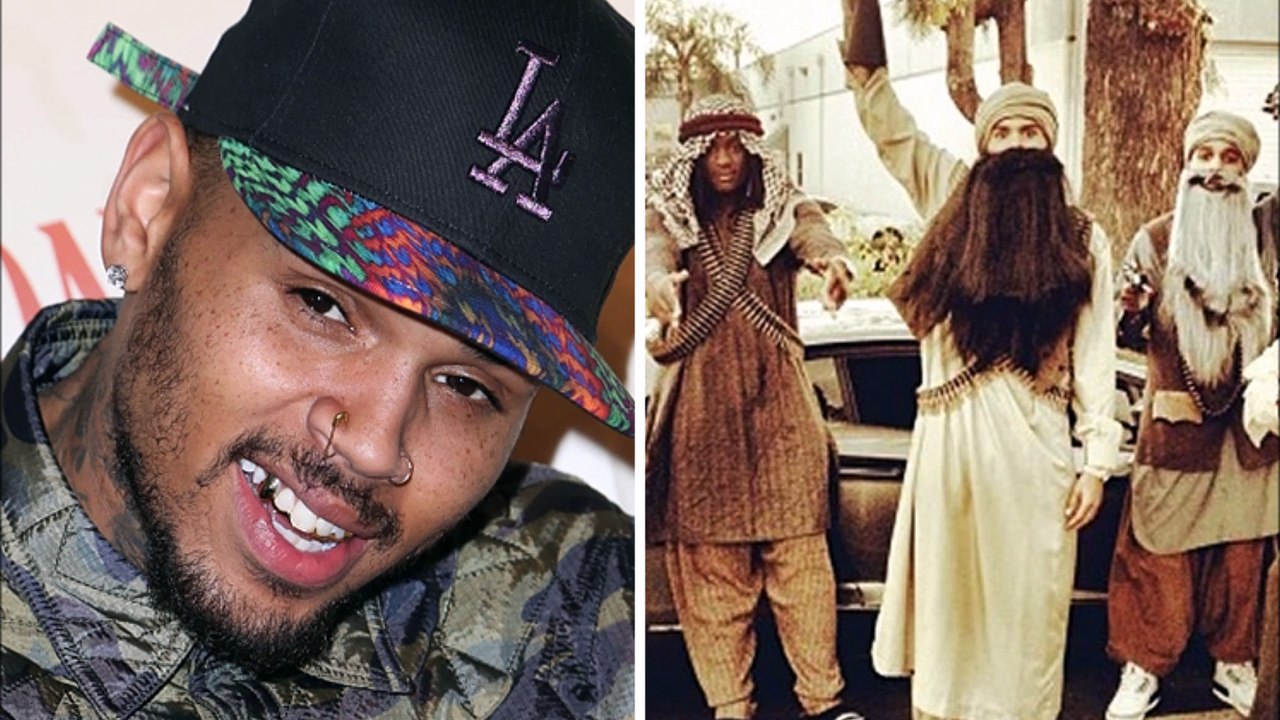 Chris Brown in funny  Taliban Halloween Costum