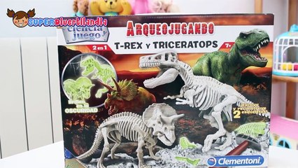 Arqueojugando. T Rex y triceratops! (Clementoni) Jugamos a ser paleontólogas!