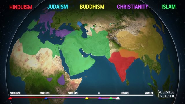 Animated map shows how religion spread around the world