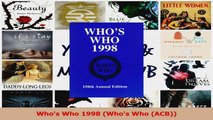 PDF Download  Whos Who 1998 Whos Who ACB PDF Full Ebook