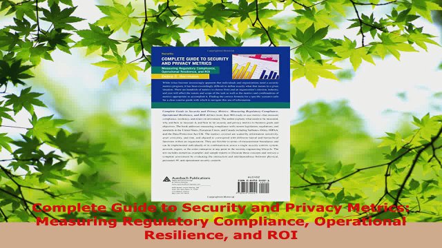 Read Complete Guide to Security and Privacy Metrics Measuring Regulatory Compliance EBooks Online