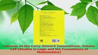 Download  Lectures on the CurryHoward Isomorphism Volume 149 Studies in Logic and the Foundations PDF Online