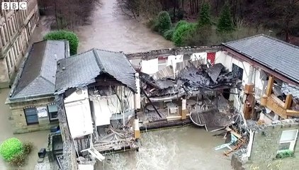 Pub washed away in Summerseat on River Irwell