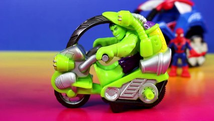 Playskool Heroes Hulk With Tread Racer & Spider-man Stunt Buggy Battle Doc Ock