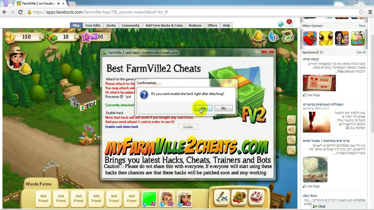 Farmville 2 Cheat Engine 6.4 | Farmbucks | Coins | Expand | Water