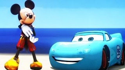 Disney Mickey Mouse plays with Lightning McQueen CARS Blue color in HD 1080p!