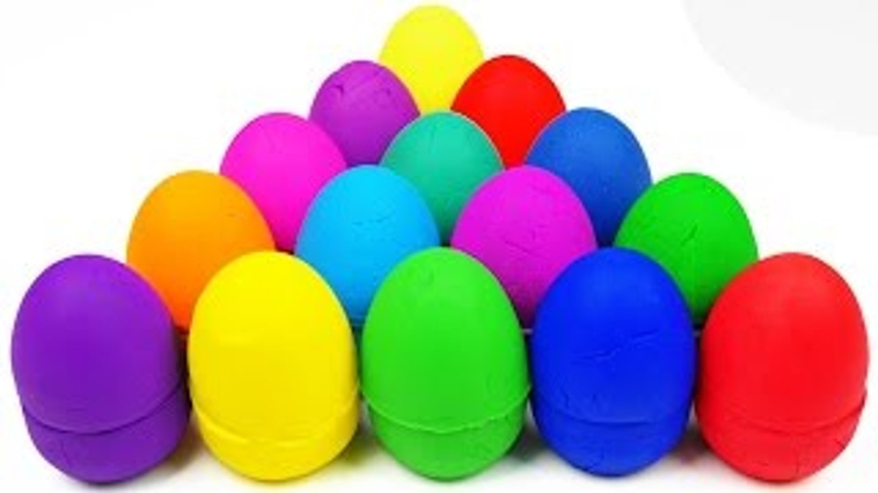 LEARN COLORS for Kids w/ Play Doh Surprise Eggs Mickey Mouse Toy Story Spiderman Cars Toys