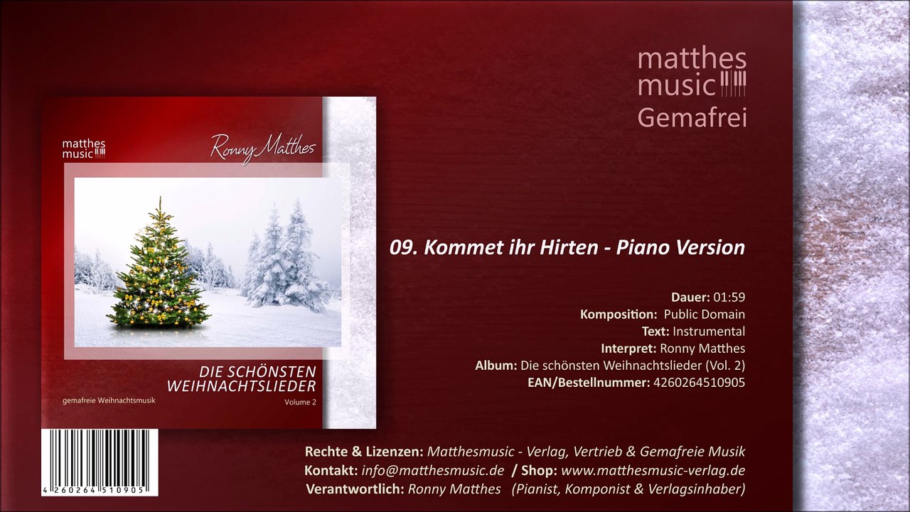 Kommet ihr Hirten - Klavier Version: Gemafreie Weihnachtsmusik (09/13) - CD: Die schönsten Weihnachtslieder (Vol. 2)
