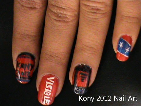 Kony 2012 nail art- Easy Kony 2012 nail design- tutorial- nail art designs- beginners- short nails