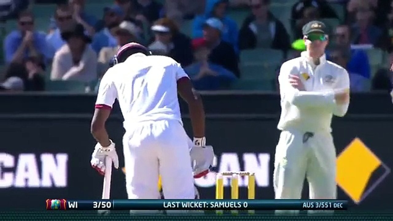'YORKER' Pattinson makes Blackwood lay on the pitch (AUS v WI 2015, T2D2)