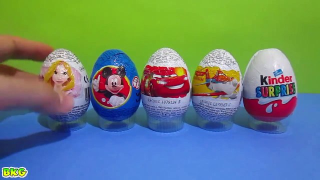 Kinder Surprise Eggs Unpacking Toys Disney Cars Planes Spongebob Mickey Mouse Minnie Hello