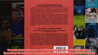 Countertransference and Psychotherapeutic Technique Teaching Seminars on Psychotherapy of