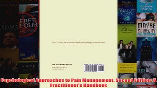 Psychological Approaches to Pain Management Second Edition A Practitioners Handbook