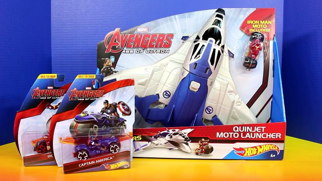 Hot Wheels Marvel Avengers Quinjet Moto Launcher Captain America Iron Man Hulk