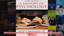 History of Psychology Original Sources and Contemporary Research