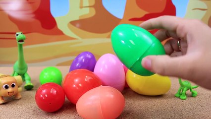 The Good Dinosaur Surprise Eggs with Mini Figurine Dinosaurs Opening by Arlo and Vivian