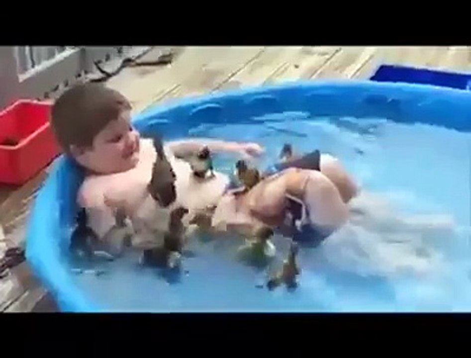 Funny Videos - Kid Tub Bath With baby Ducks