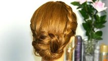Easy hairstyle for long medium hair. Braided updo