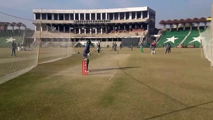 Mohammad Amir bowling to Azhar Ali in practice session