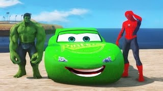 Disney Pixar CARS GREEN RAYO Lightning McQueen HULK AND SPIDERMAN AWESOME RACE Track!!!