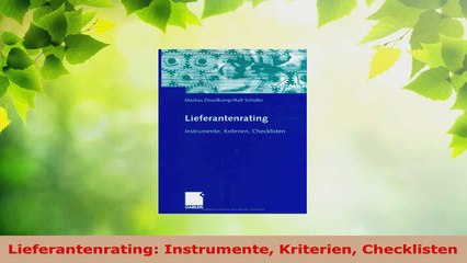 Lesen  Lieferantenrating Instrumente Kriterien Checklisten PDF Online