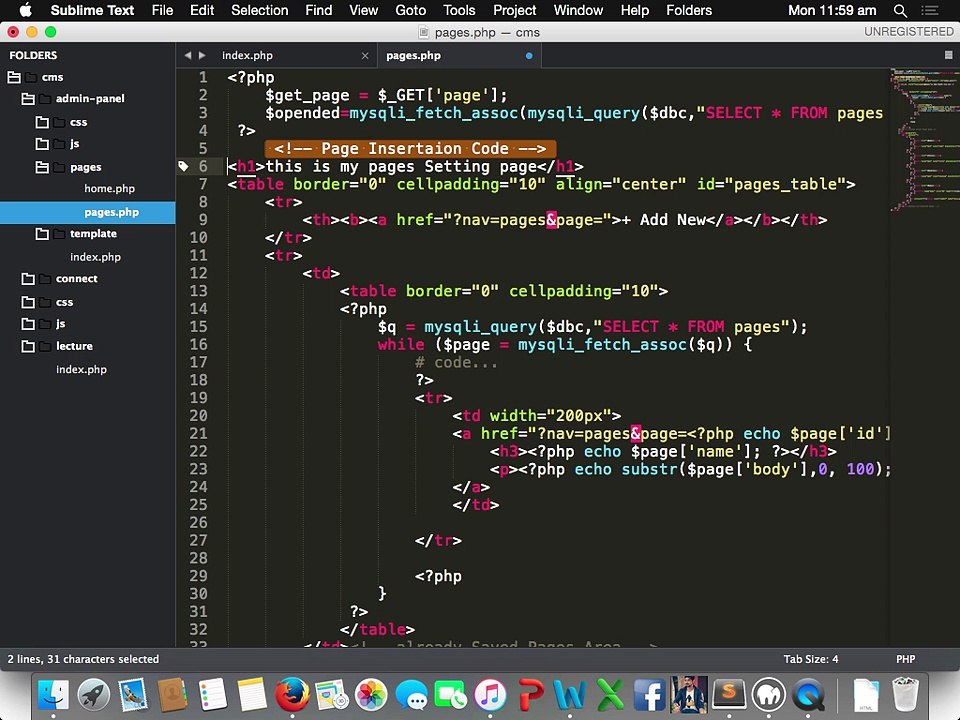 cms part 3 using php