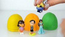 Disney Play doh Kinder Surprise eggs Peppa pig Toys Minions 2015 Monsters Mike Wazowski Dora The Exp