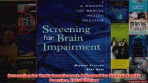 Screening for Brain Impairment A Manual for Mental Health Practice Third Edition