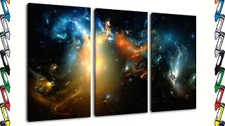 Dark Abstract universe motif 3 pieces on canvas (Total size: 120x80 cm) high-quality art print