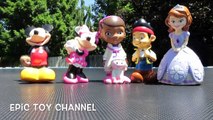 DISNEY JUNIOR Toys on Giant Trampoline MICKEY MOUSE Doc McStuffins JAKE Minnie Mouse Princ