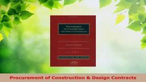 Read  Procurement of Construction  Design Contracts Ebook Free