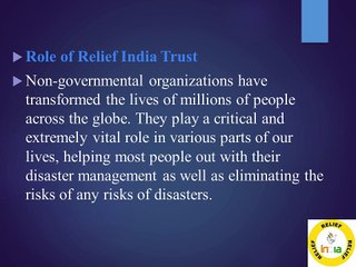 Role of Relief India Trust