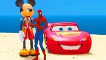 Mickey Mouse and Spiderman have fun with Lightning McQueen Cars