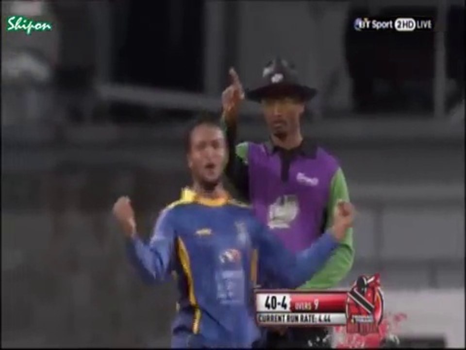 Shakib Al Hasan's amazing bowling in CPL T20  4-1-6-6 !!!!