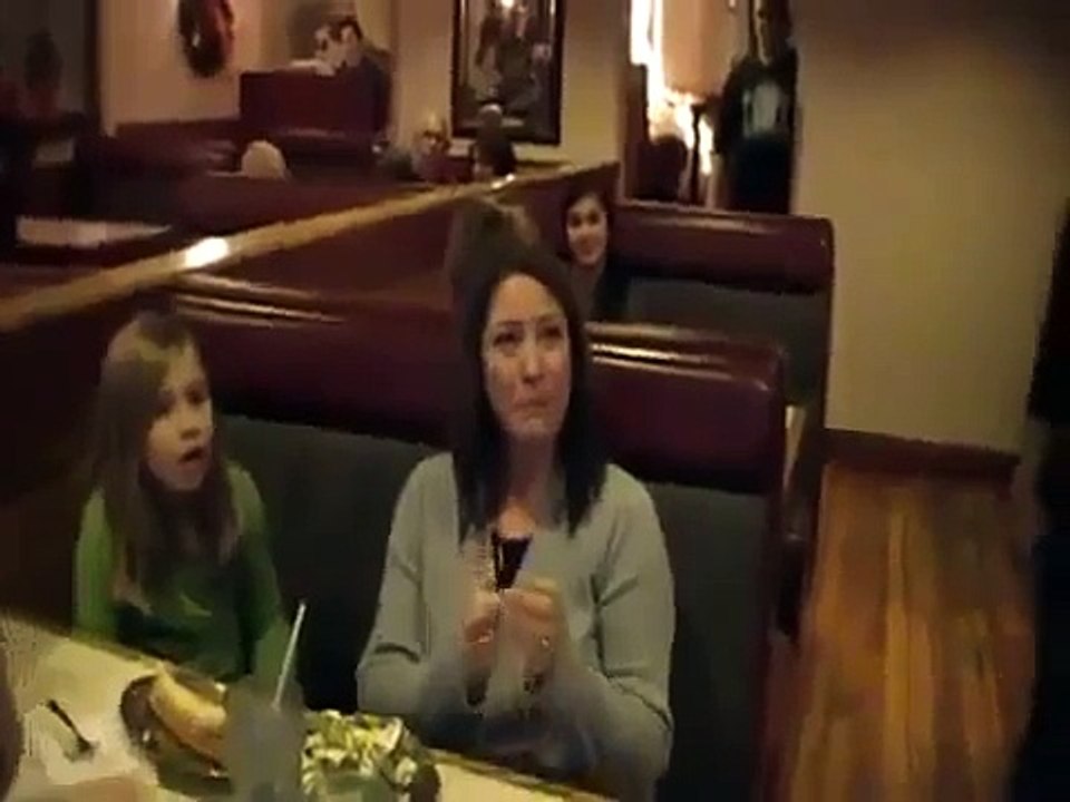 Marine, Home Early, Surprises Mom in a Restaurant