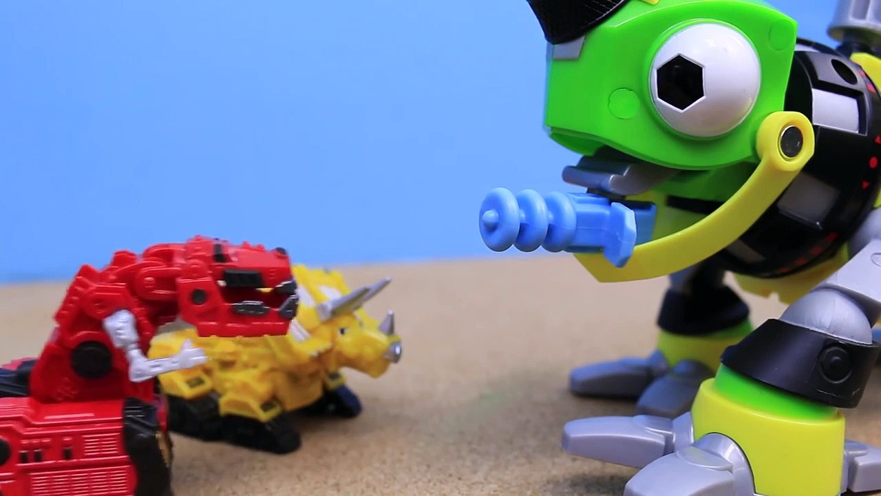 DinoTrux NEW Dinosaur Truck Giant Revvit Finds Ray Gun in Play Doh Shrinks Ty Rux with Dozer