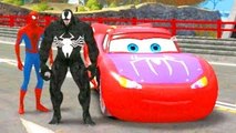 Spiderman & Venom Superhero Animation w/ Lightning McQueen CARS   Kids Songs
