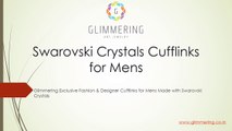 Swarovski Crystals Rhodium Plated Designer Cufflinks for mens
