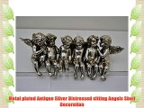 Metal plated Antique Silver Distressed sitting Angels Shelf Decoration