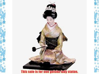 Lady in Gold Kimono Beautiful Japanese Oriental Geisha Doll Approx 22cm high